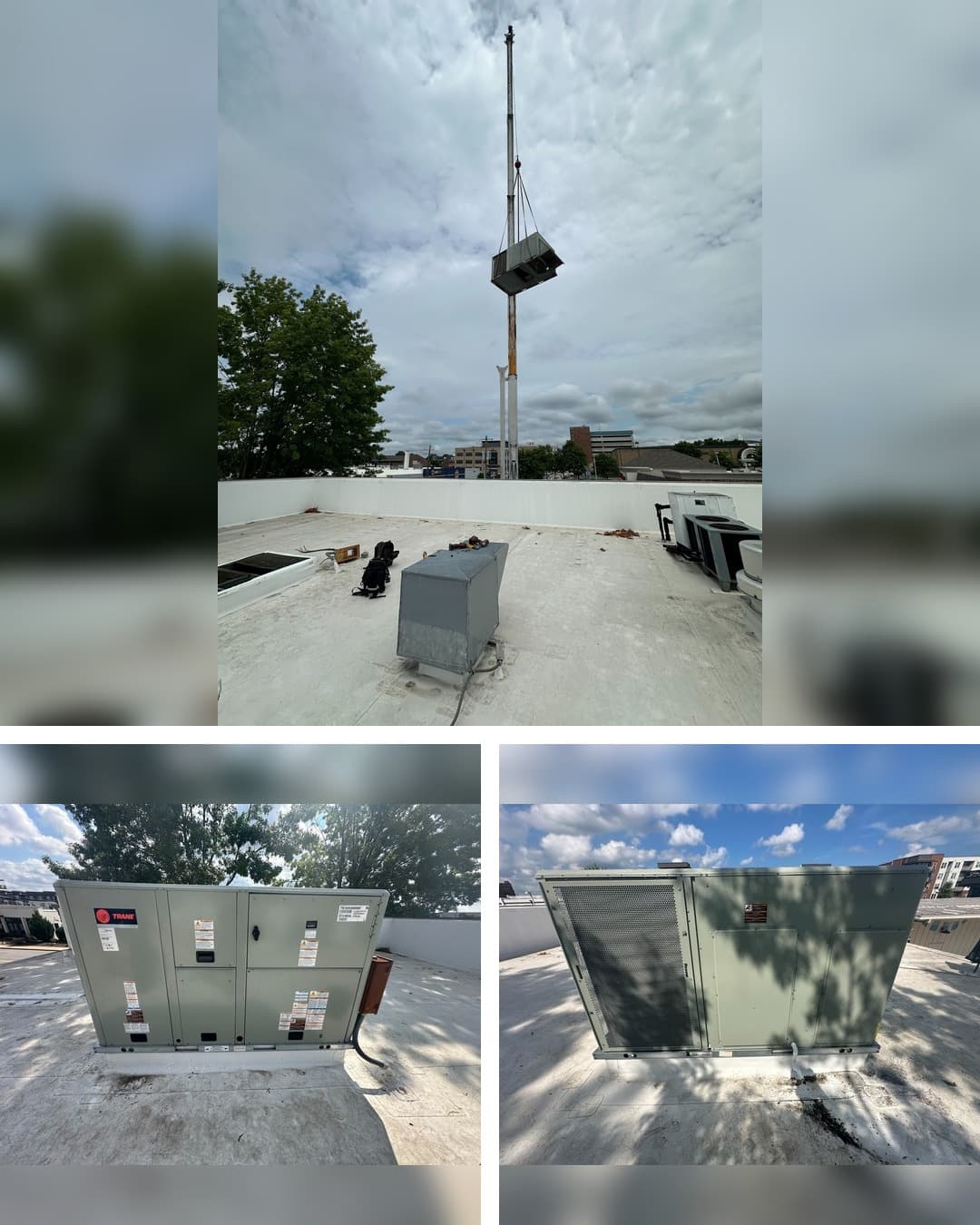 8.5-Ton Trane RTU Heat Pump Craned Onto Commercial Rooftop image