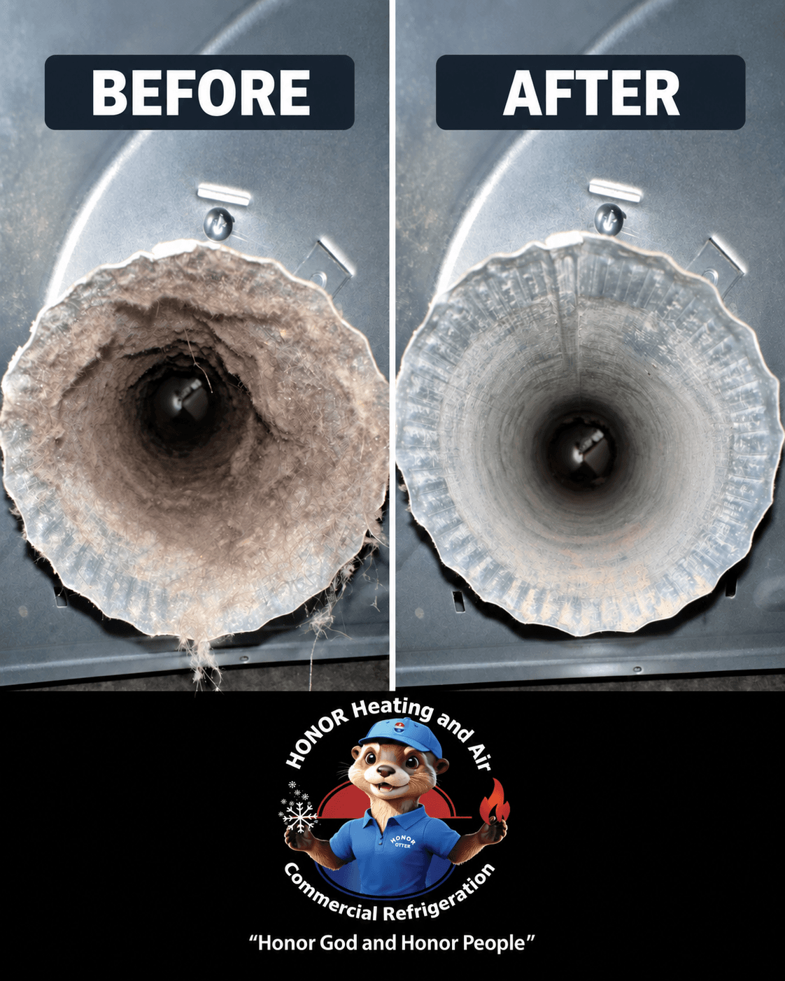 Clogged Dryer Vent Before and After - This Is a Fire Hazard image